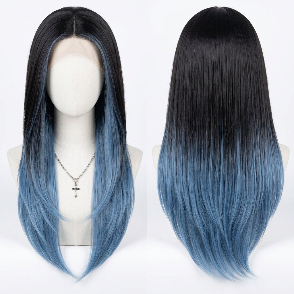 Cosplay wig shown with front, back or styling views