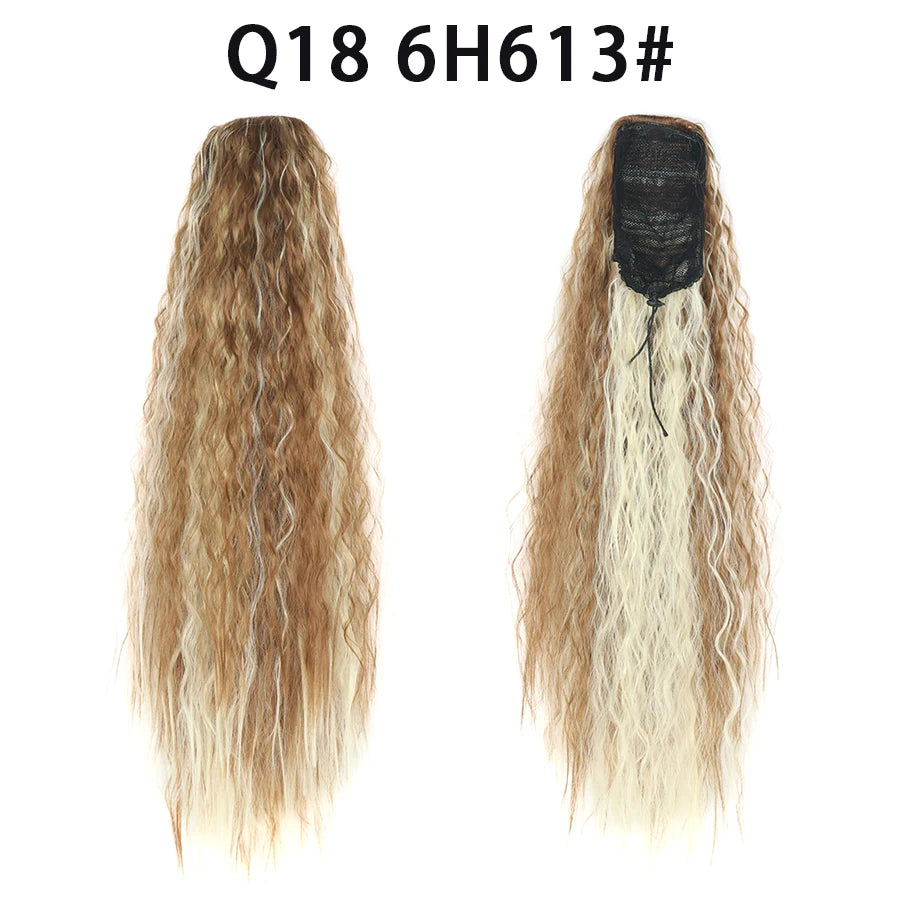 22 Inch Drawstring Ponytail Extension Soft Curly Wave 32 Colors