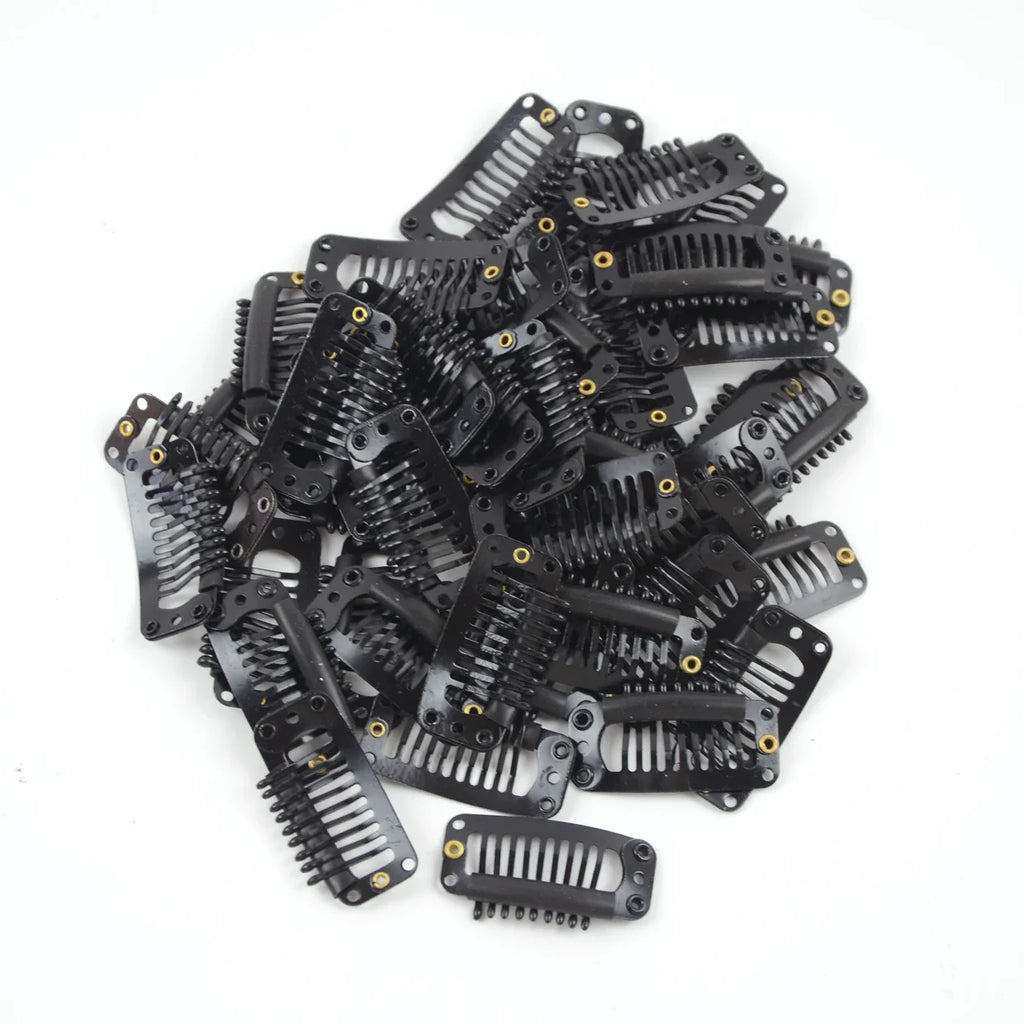 Small wig attachment clips with teeth and fastening details