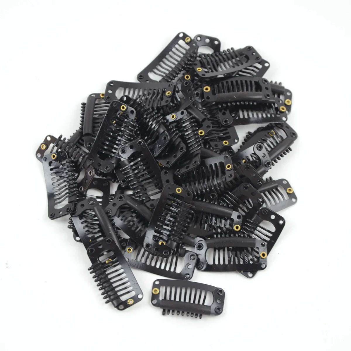 Small wig attachment clips with teeth and fastening details