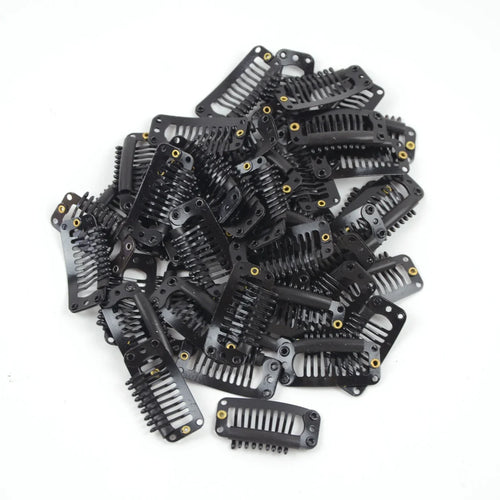 Small wig attachment clips with teeth and fastening details
