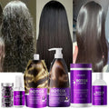 Hair treatment products with hair texture comparison graphics