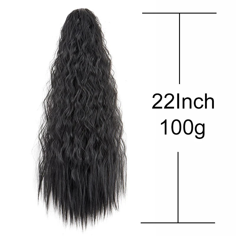 Curly ponytail extension with length measurement