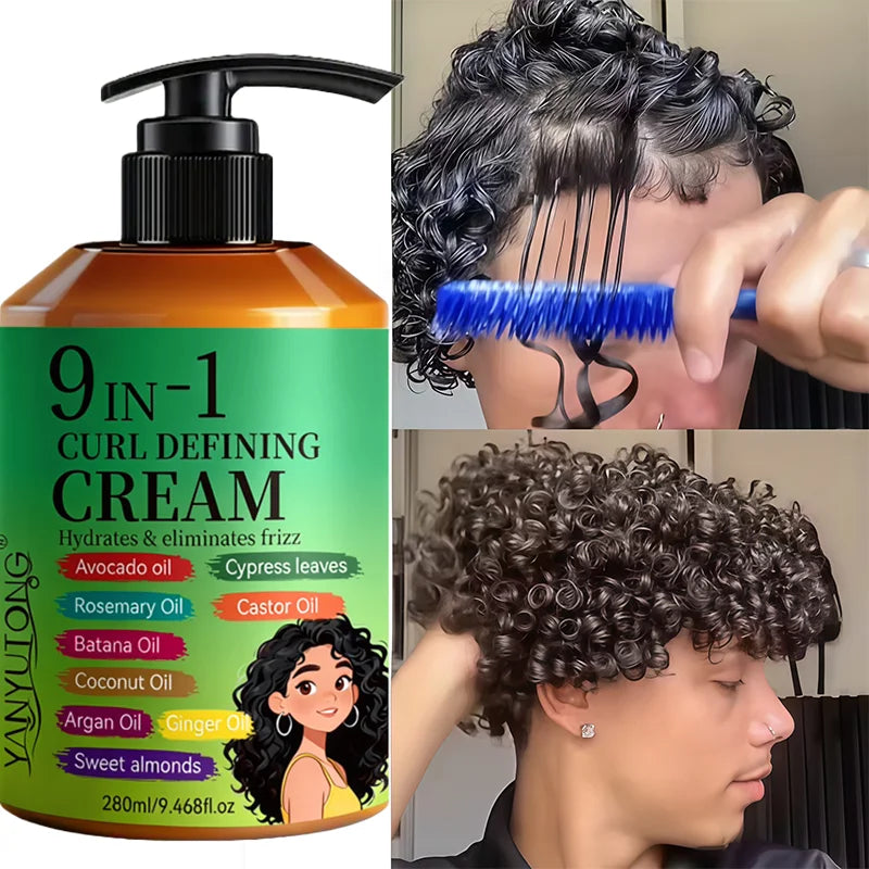 Curl-defining cream with curly hairstyle examples
