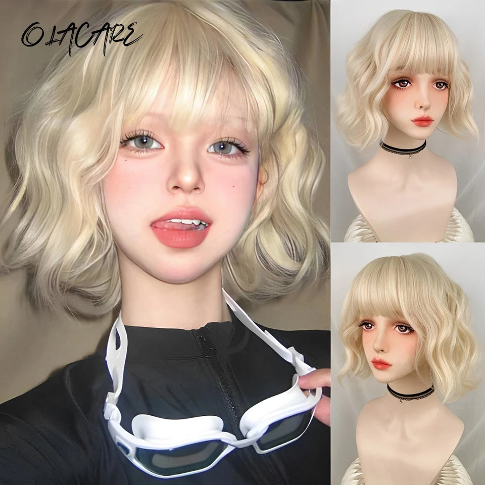 Short Wavy Cosplay Synthetic Bob Wig – 21 Assorted Colors