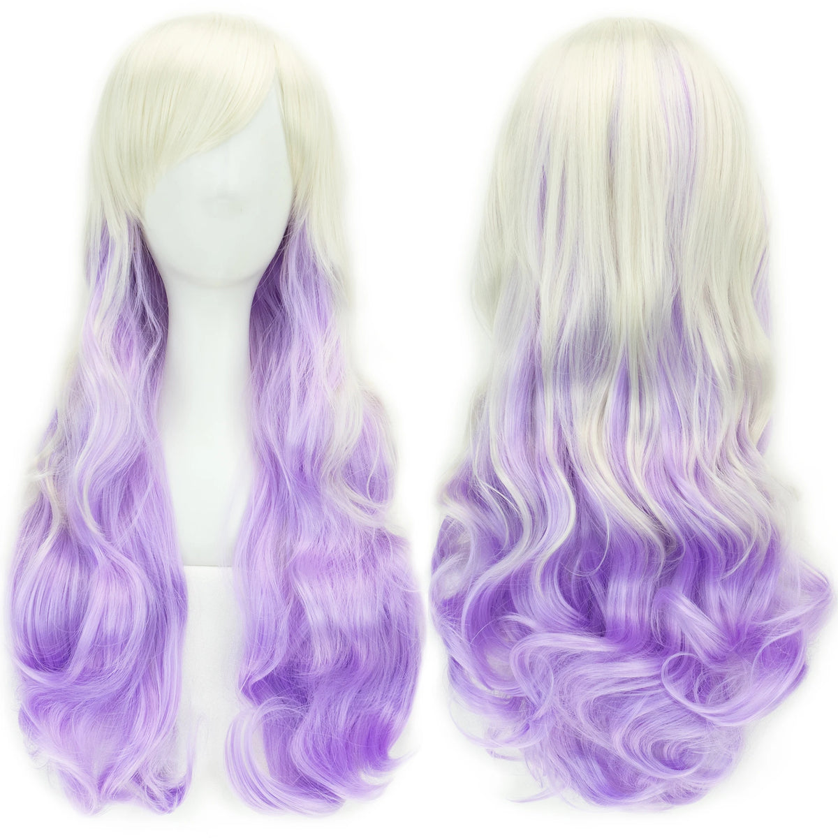 Colorful long wig shown from front and back