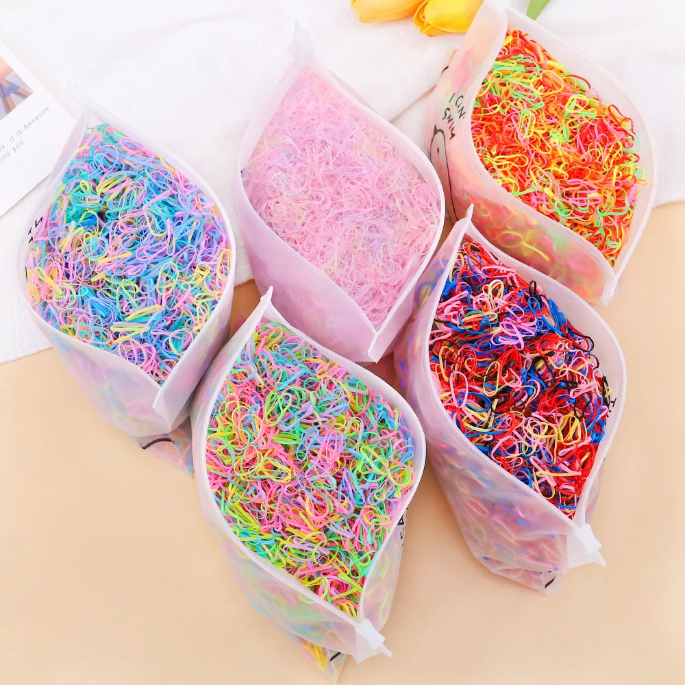 Colorful Mini Elastic Hair  Rubber Bands – 500 Pieces