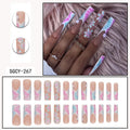 Press-on nail set with manicure example and design samples