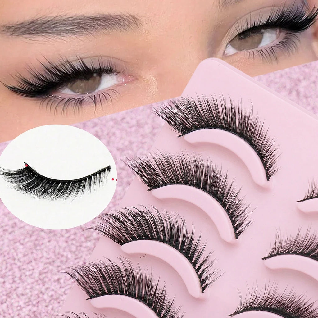 Cat-Eye Faux Mink-Style False Lashes – 5 Pairs