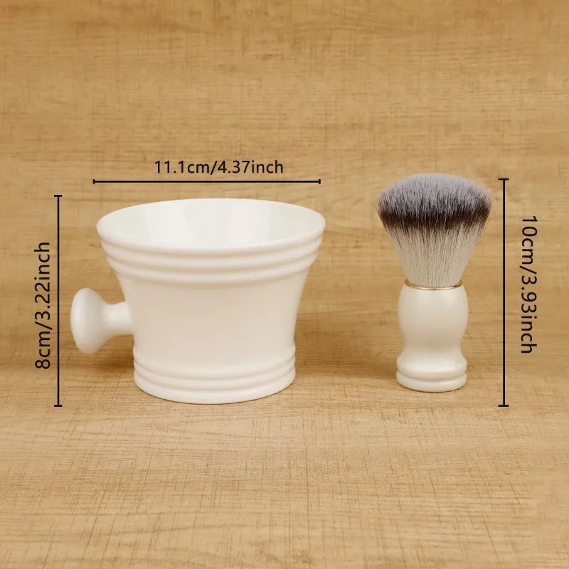Shaving brush and collapsible bowl with measurements
