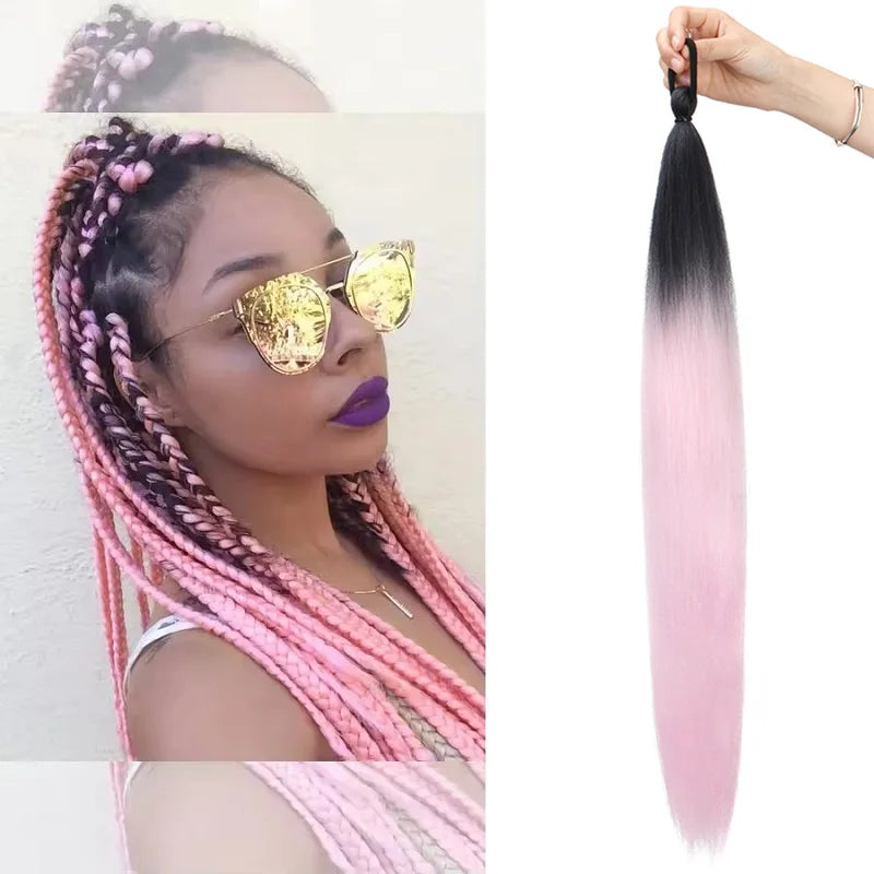 26" Straight Braiding Ponytail Extension - 17 Vibrant Colors