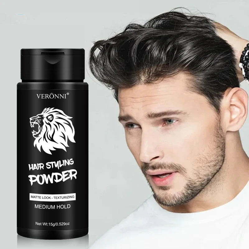 Hair styling powder with hairstyle and application examples