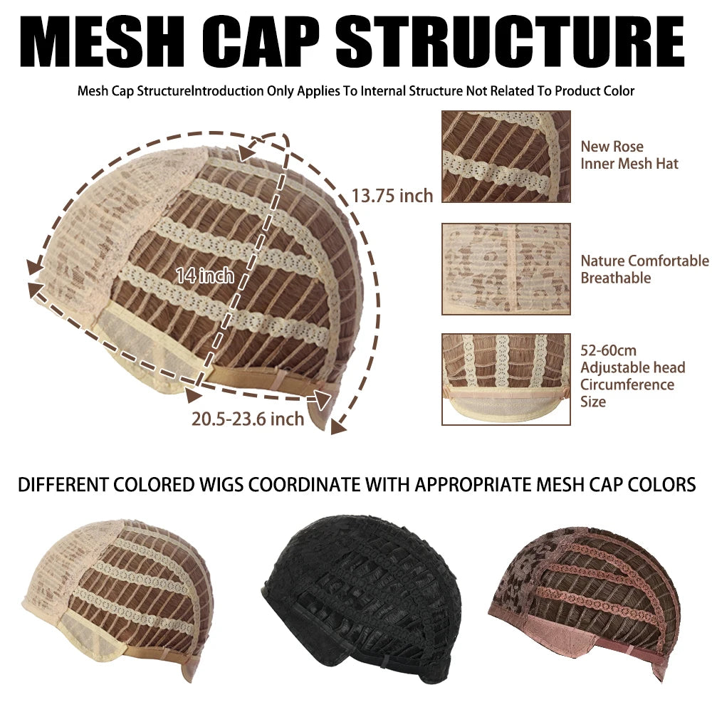 Inside of mesh wig cap with construction details
