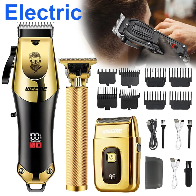 Cordless trimmer kit with attachments and feature illustrations