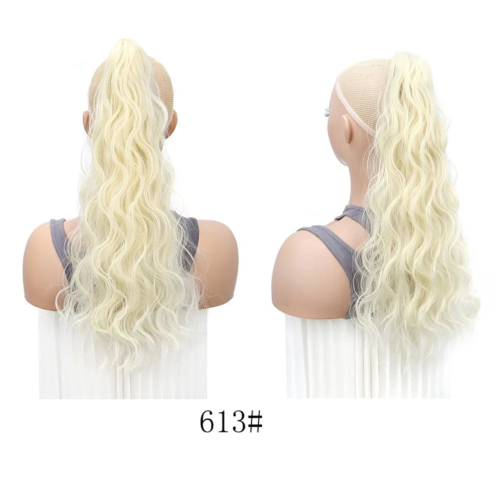 Wavy claw-clip ponytail extension with hairstyle or clip view