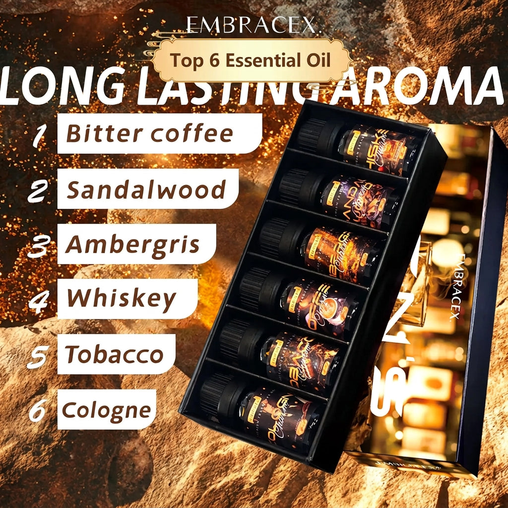 Men's scented oil gift set with fragrance list