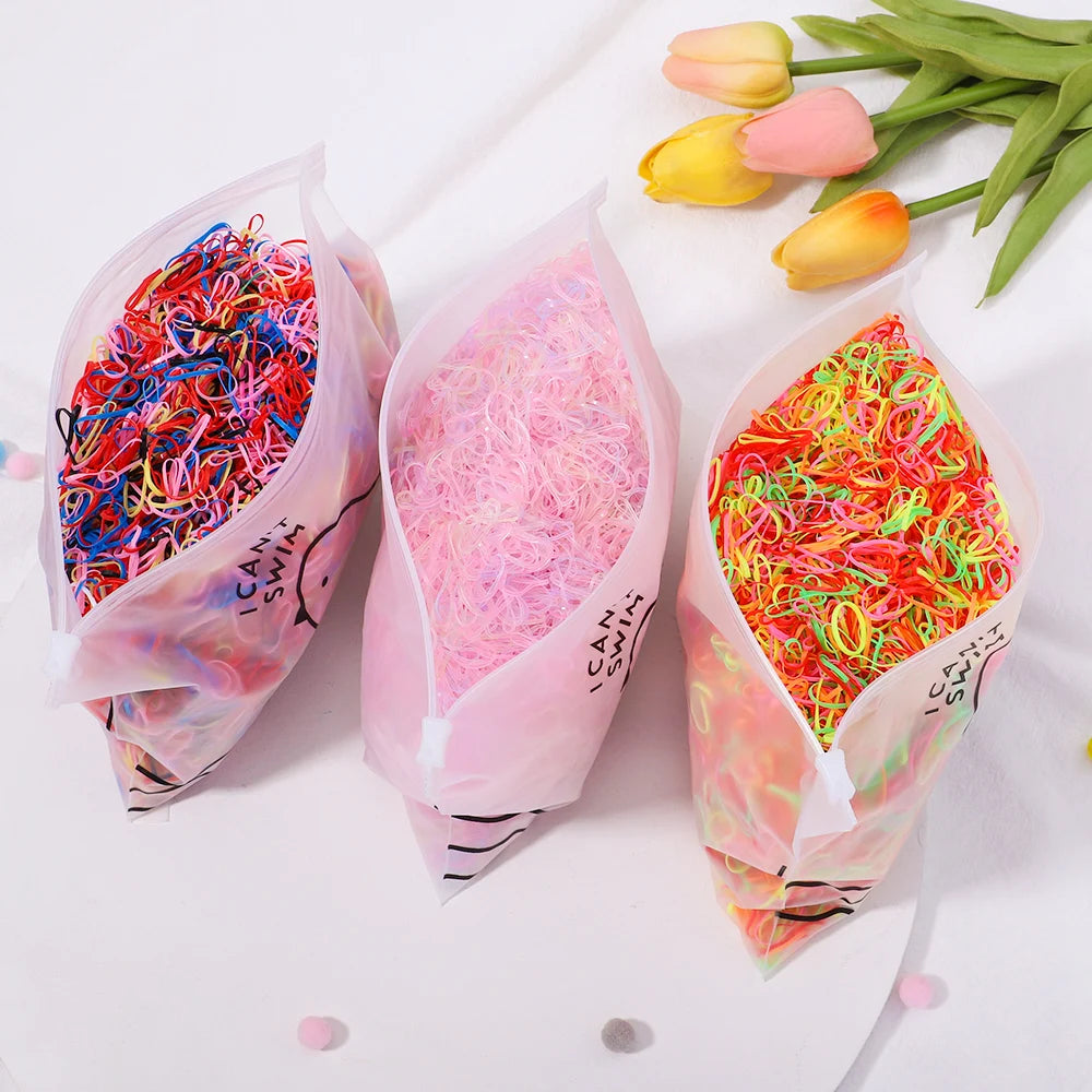 Colorful Mini Elastic Hair  Rubber Bands – 500 Pieces