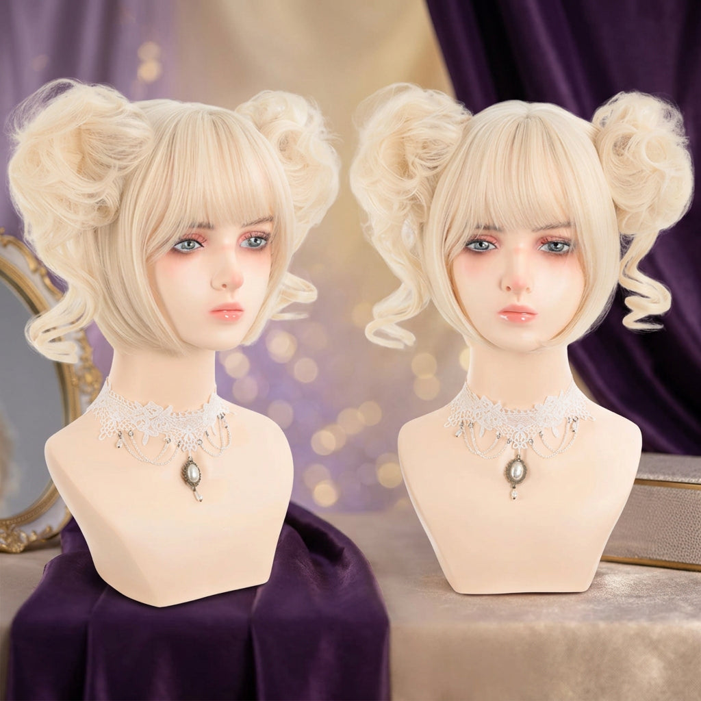 Cosplay wig shown with front, back or styling views
