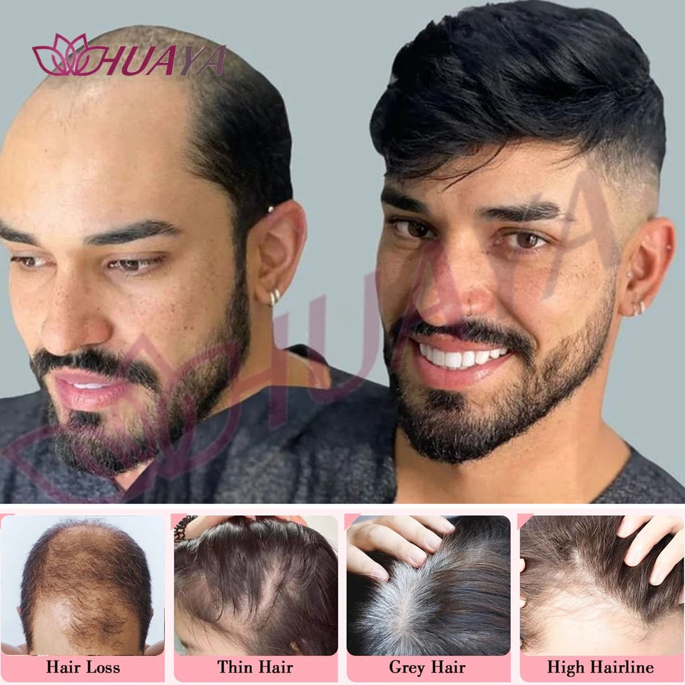 Short dark hair topper with styling and application examples