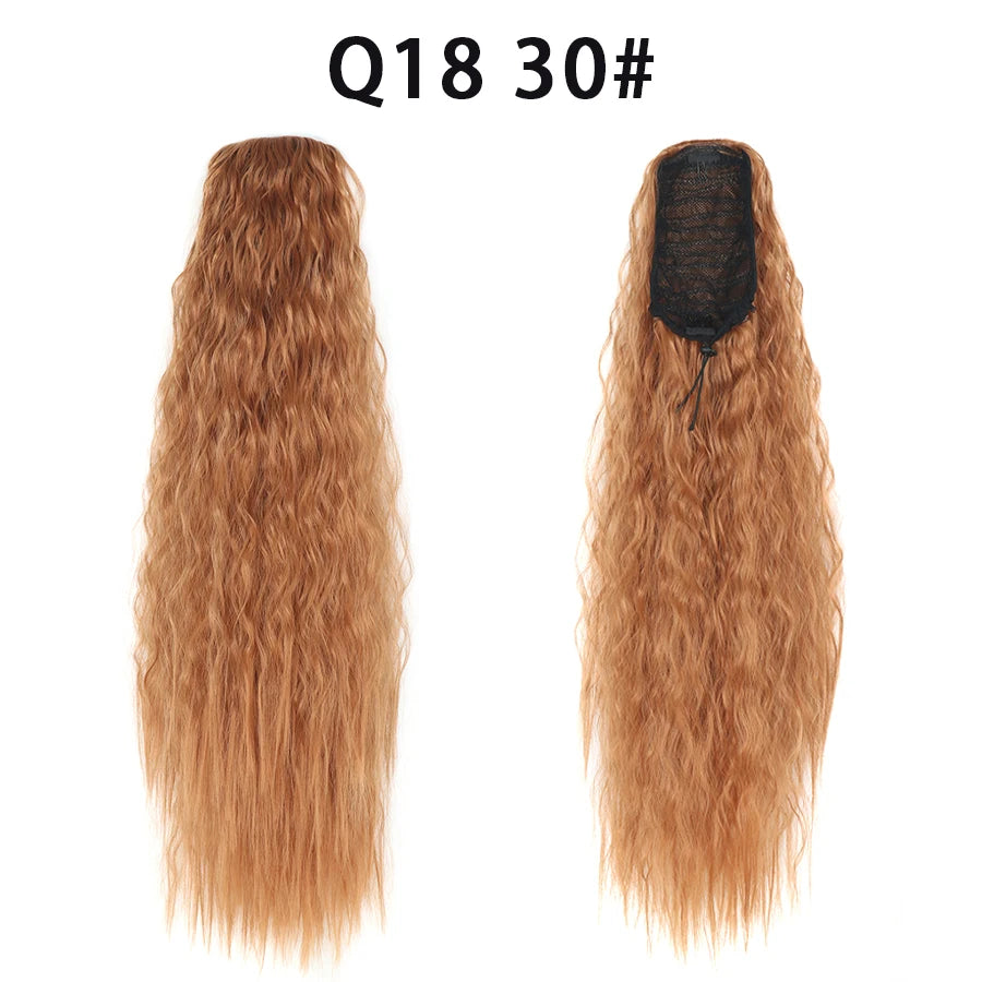22 Inch Drawstring Ponytail Extension Soft Curly Wave 32 Colors