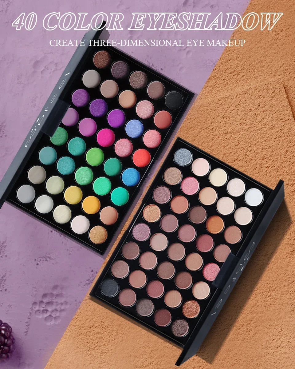 Multicolor eyeshadow palettes with makeup examples