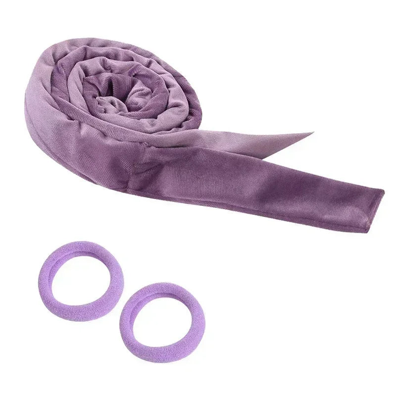 Heatless curling rod or ribbon with coordinating hair ties