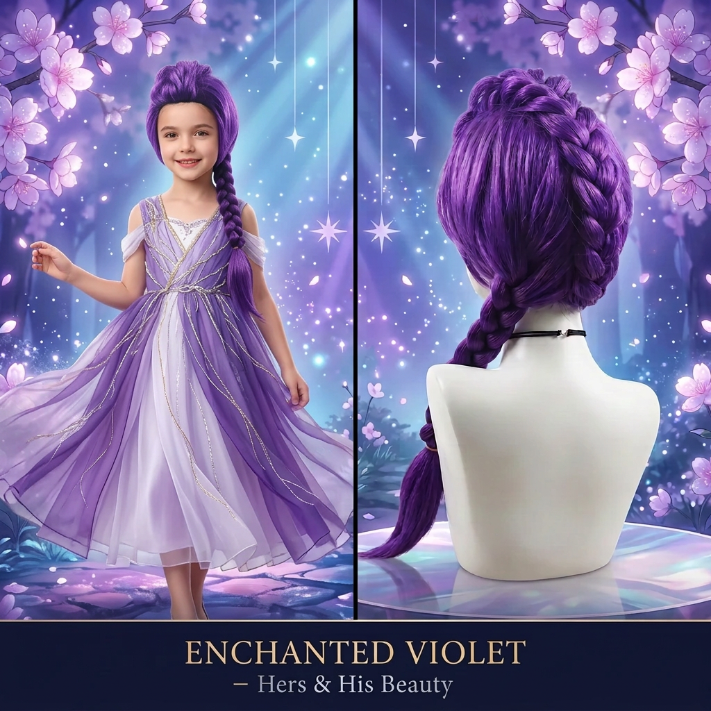 33.5-Inch Purple Braided Costume Ponytail