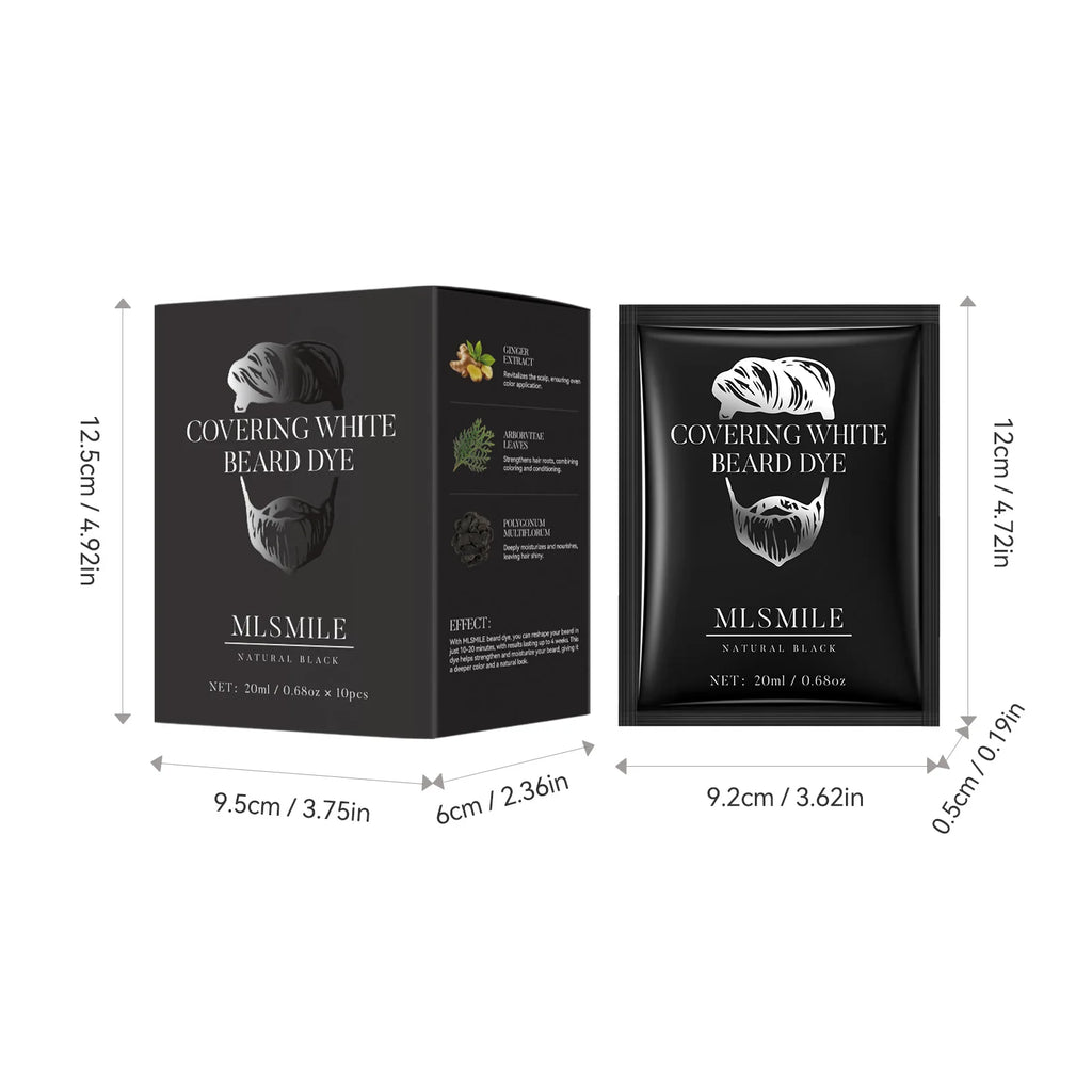 Beard dye cream with packaging and beard color examples