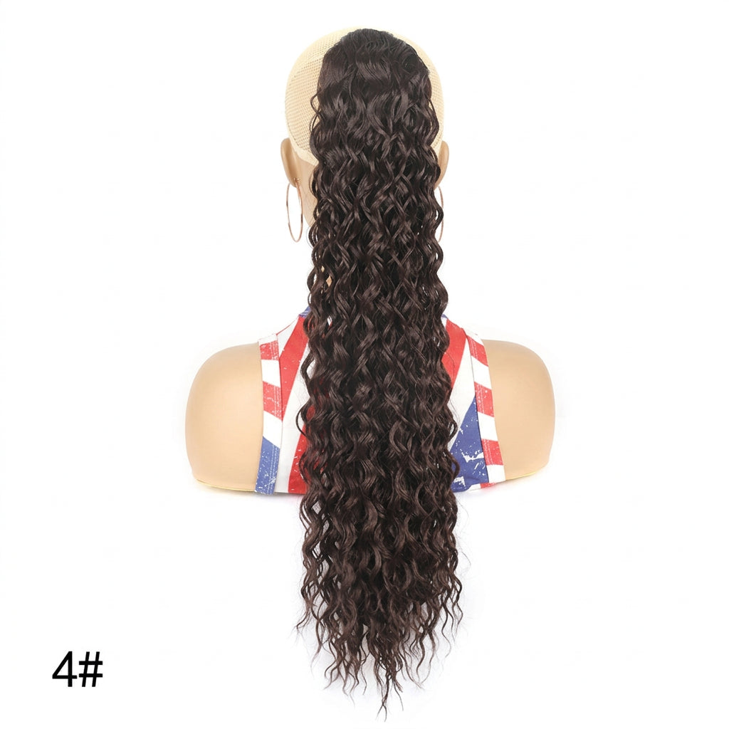 Curly Ponytail Extension Kinky Curly Hairpiece16/22/30Inch Soft Long Drawstring Water Wave Synthetic Ponytail for Women