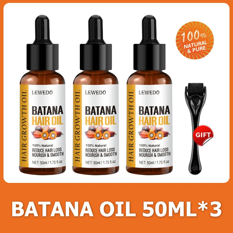 Batana hair oil dropper bottles with quantity labels