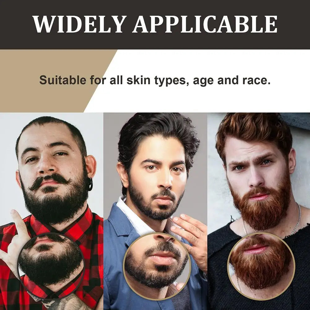 Beard oil or serum with grooming and promotional product graphics
