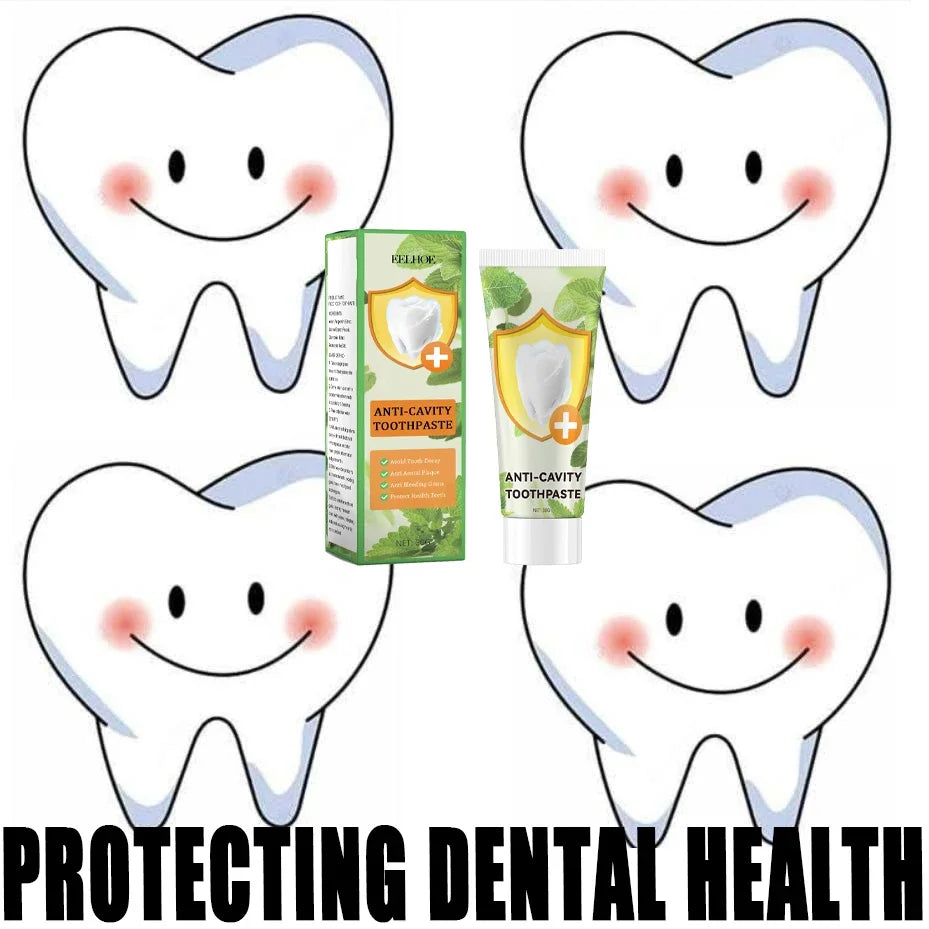 Oral care product with tooth comparison and promotional graphics