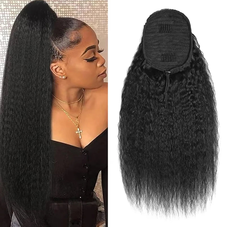 Ponytail extensions with styling examples and base details