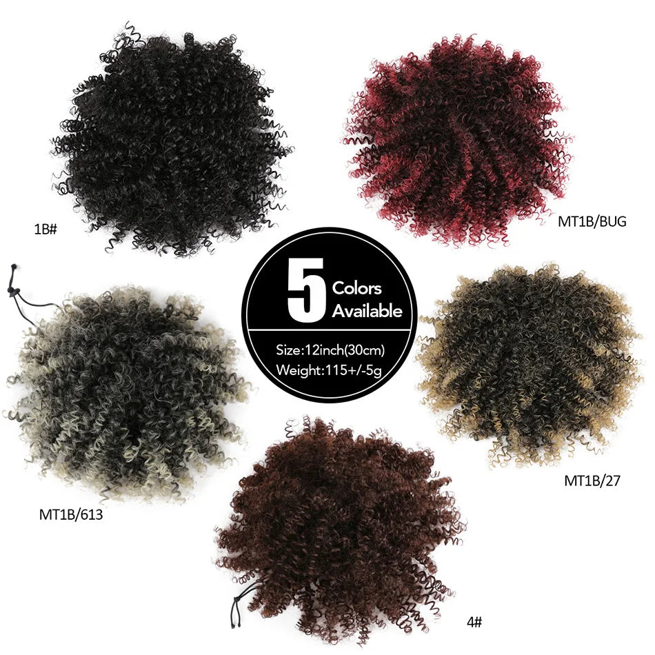 Curly puff hairpiece with styled hair or base details