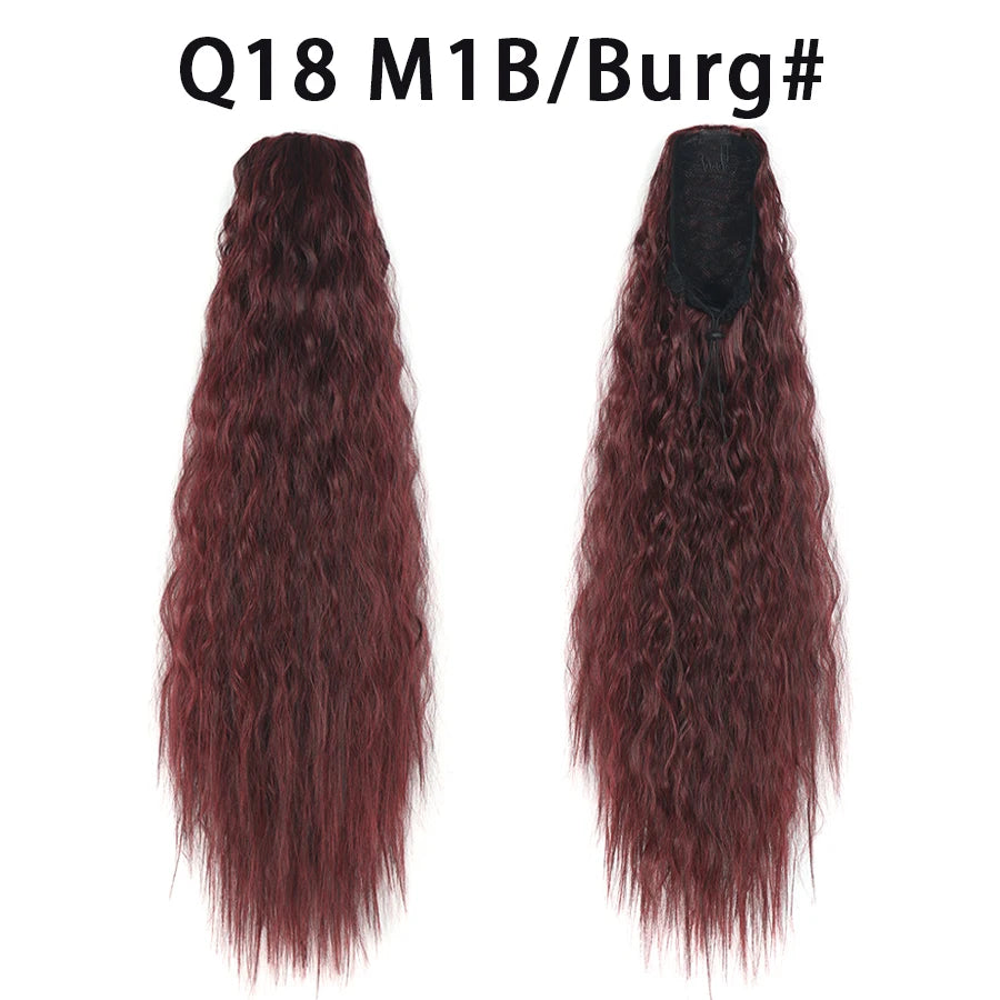 22 Inch Drawstring Ponytail Extension Soft Curly Wave 32 Colors