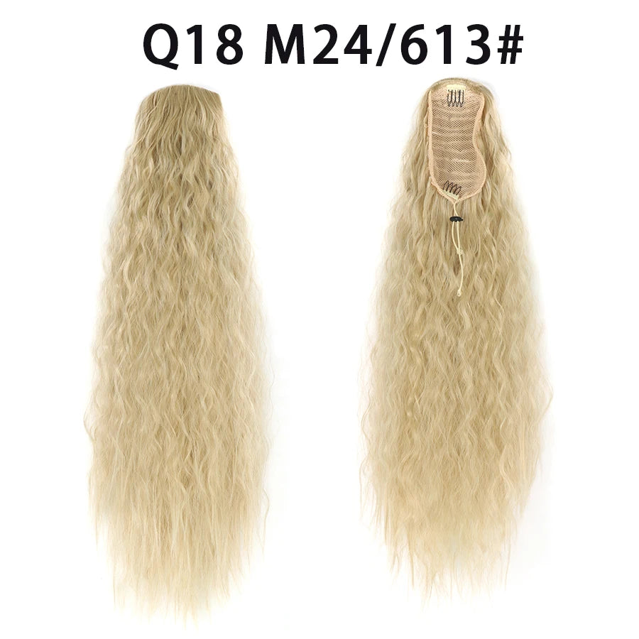 22 Inch Drawstring Ponytail Extension Soft Curly Wave 32 Colors
