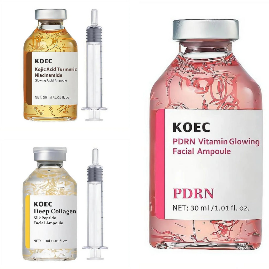 Facial ampoule bottles with applicator and product information