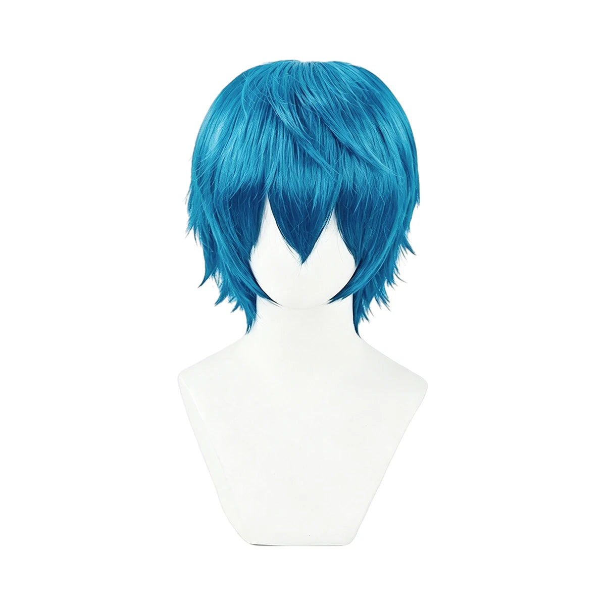 Short layered cosplay wig shown on a mannequin
