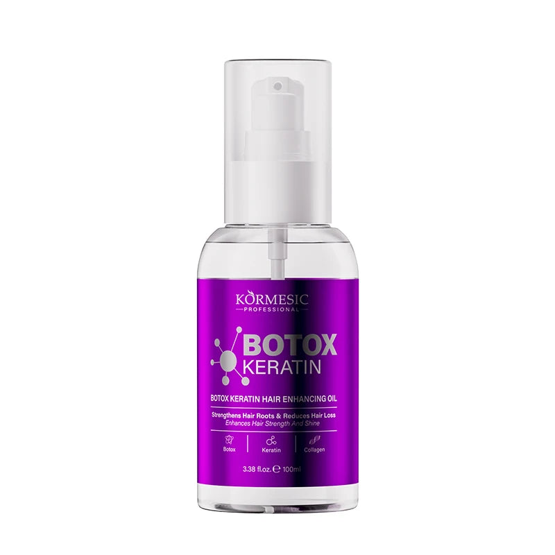 Hair treatment bottle with product or promotional pack view