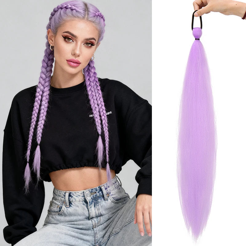 26" Straight Braiding Ponytail Extension - 17 Vibrant Colors
