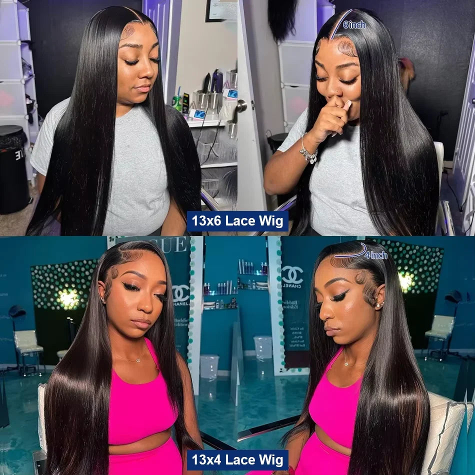 Inches to the Floor: Bone Straight Brazilian Remy Blend Wig -16 to 42"- Transparent Swiss HD Lace