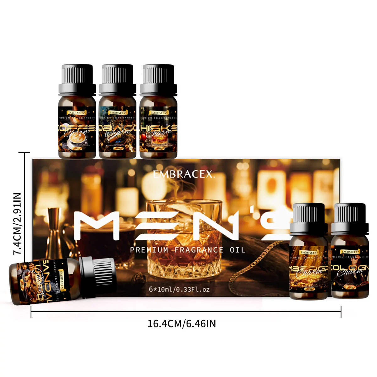 Men's scented oil gift set with home and gift presentation examples