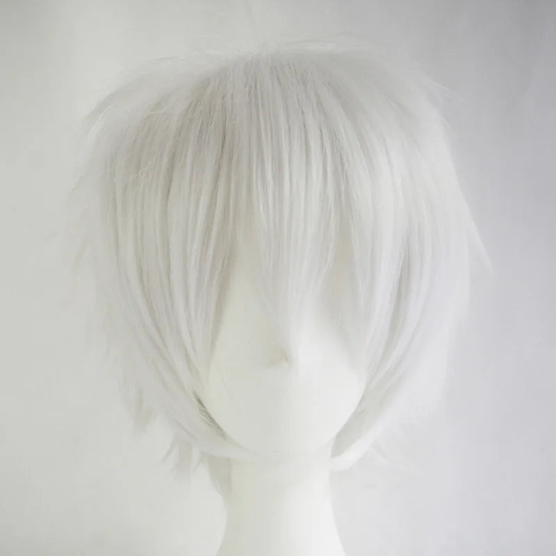 Short layered cosplay wig shown on a mannequin