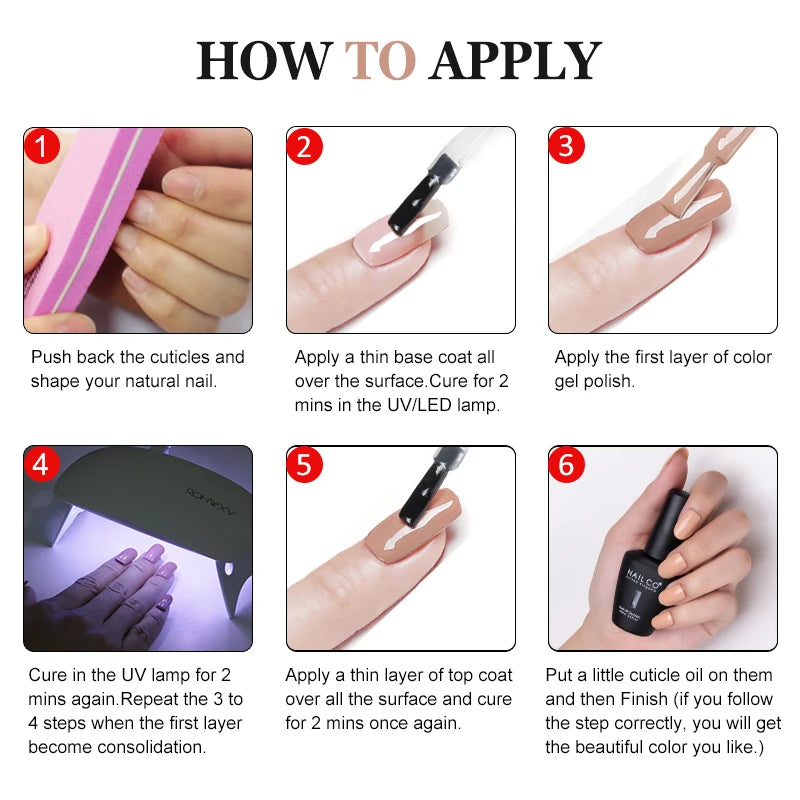 Step-by-step gel nail polish application instructions