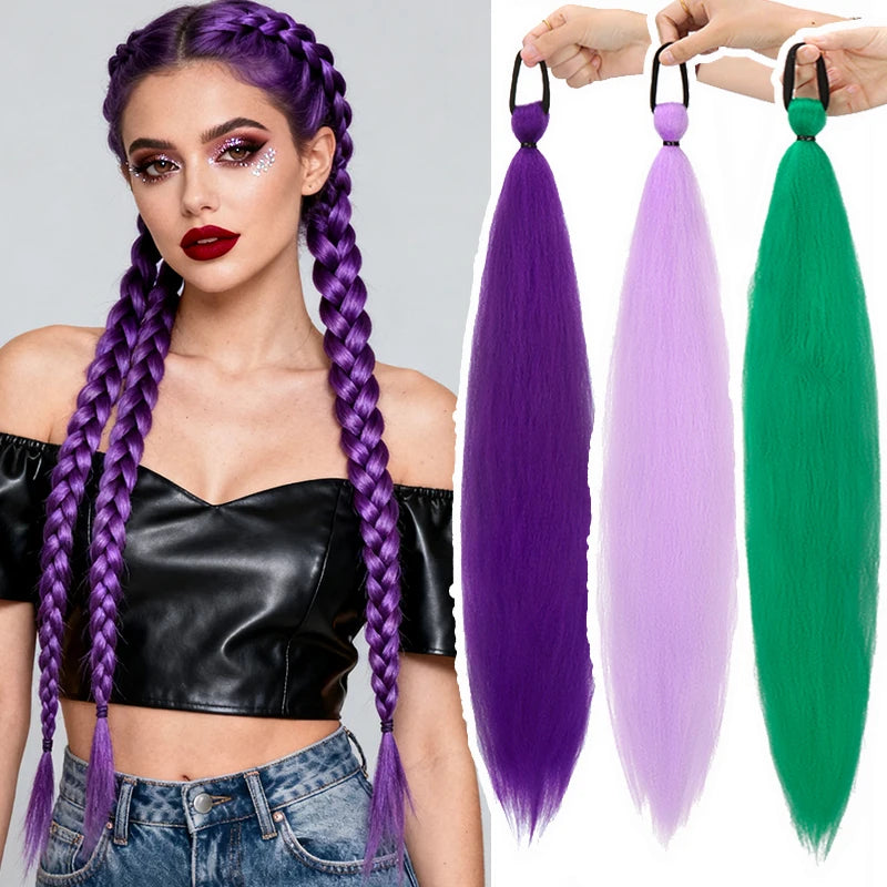 26" Straight Braiding Ponytail Extension - 17 Vibrant Colors