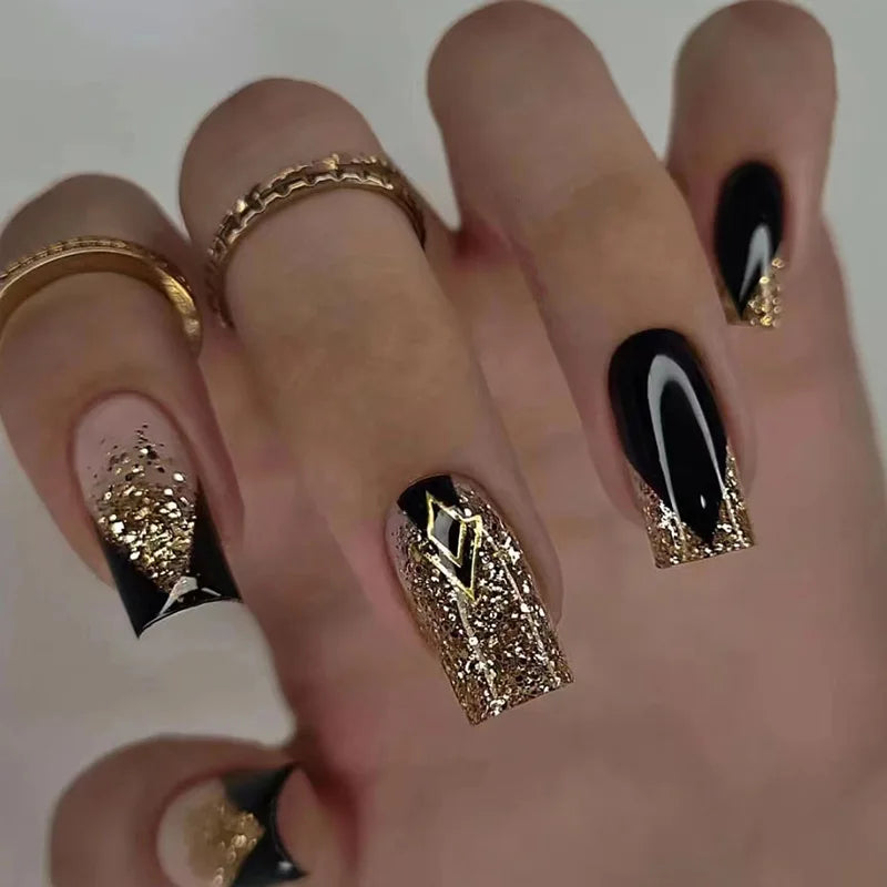 Decorative nail designs shown on hands