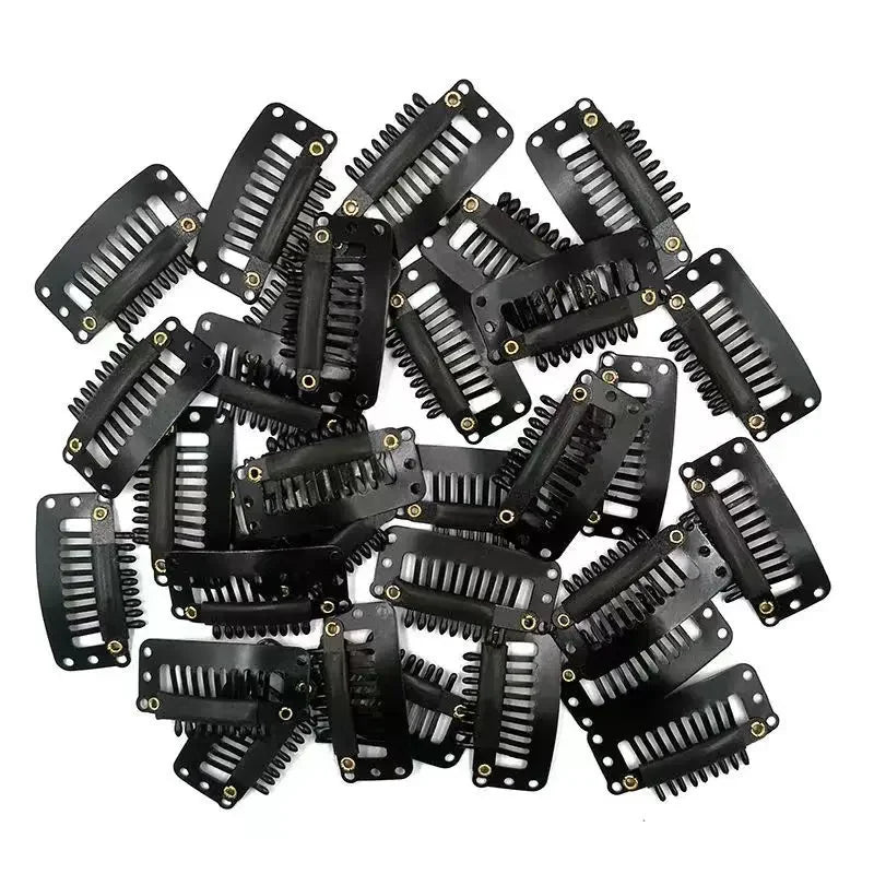 Small wig attachment clips with teeth and fastening details