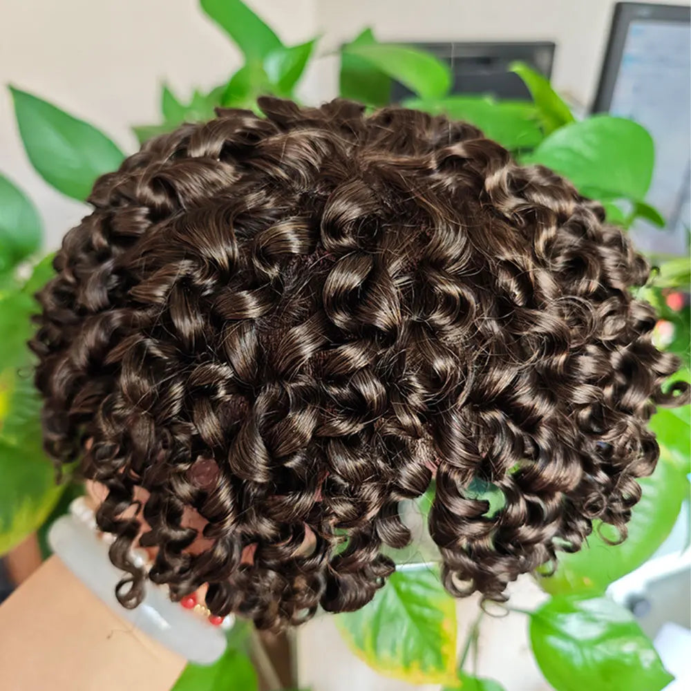 Curly toupee showing its curl pattern