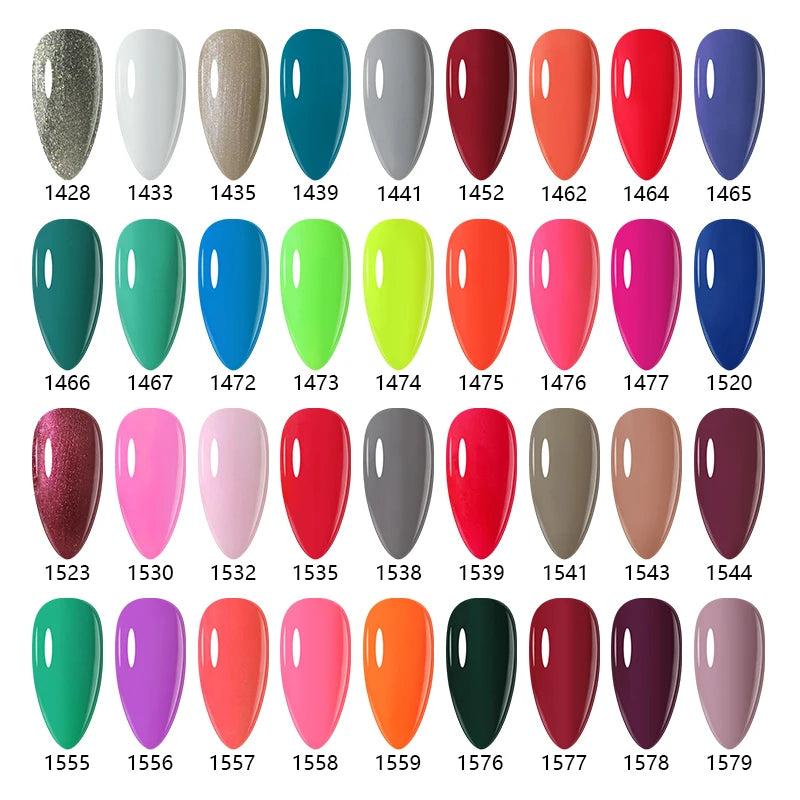 Numbered gel nail polish color chart