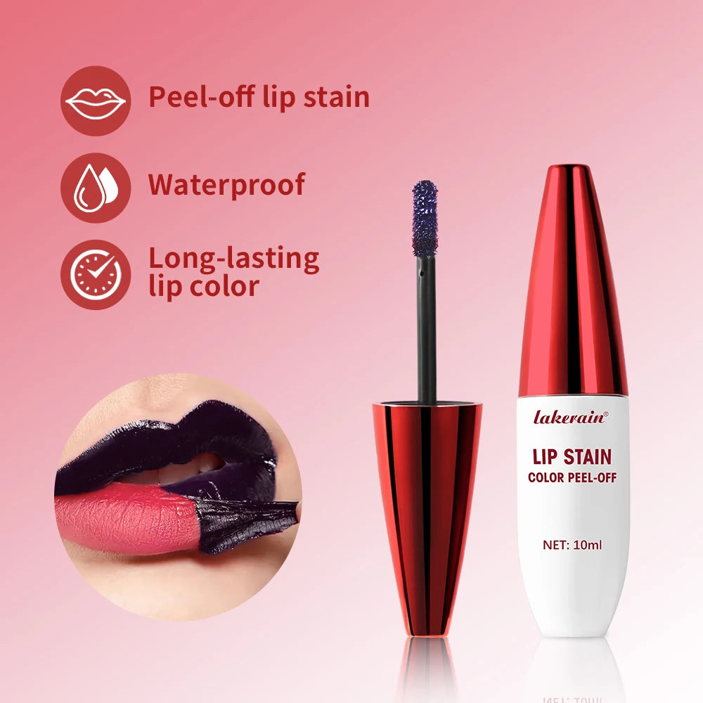 Peel-off lip stain with lip application and color examples